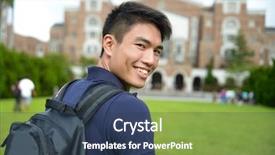  Presentation with backpack - Colorful PPT layouts enhanced with man with backpack and schoolbooks backdrop and a ocean colored foreground