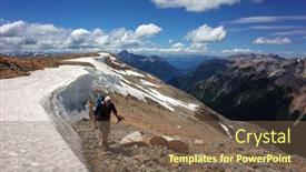  Presentation with hiking - PPT theme with man-with-backpack-hiking-solo background and a violet colored foreground