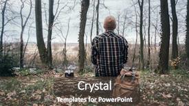  Presentation with rv travel rv motorhome - Slide deck having man with backpack in wild background and a  colored foreground