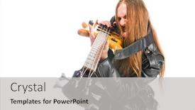  Presentation with bass guitar - Slides with man with bass guitar heavy metal symbol background and a light gray colored foreground