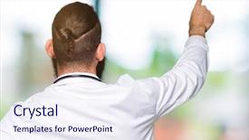  Presentation with being new doctor - Slide set enhanced with man with beard wearing medical background and a sky blue colored foreground