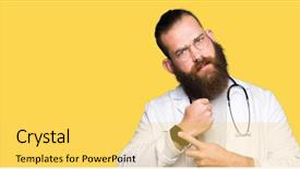  Presentation with beard - Presentation enhanced with man with beard wearing medical background and a  colored foreground