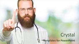  Presentation with beard - Colorful presentation design enhanced with man with beard wearing medical backdrop and a  colored foreground