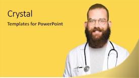  Presentation with being new doctor - Amazing slide deck having man with beard wearing medical backdrop and a  colored foreground