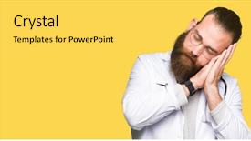  Presentation with medical smiling doctor - PPT theme featuring man with beard wearing medical background and a yellow colored foreground