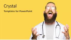  Presentation with medical concept - Slide deck enhanced with man with beard wearing medical background and a yellow colored foreground