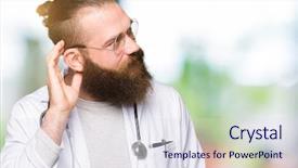  Presentation with ear medical - Amazing presentation theme having man with beard wearing medical backdrop and a  colored foreground