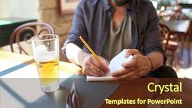  Presentation with inspiration - PPT theme having man with beer writing background and a tawny brown colored foreground