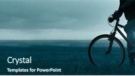  Presentation with bicycle - Theme having man with bicycle standing background and a ocean colored foreground