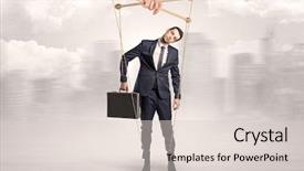  Presentation with leader - Presentation theme having man with big city great background and a lemonade colored foreground