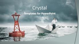  Presentation with adversity - Presentation theme having man-with-binoculars-on-paper background and a gray colored foreground