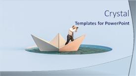  Presentation with boat - Amazing presentation design having man-with-binoculars backdrop and a sky blue colored foreground