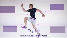  Presentation with infographic - Slide set having digital composite of athletic fit man with blank infographic chart panels background and a sky blue colored foreground