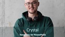  Presentation with blue green - PPT theme having man-with-blue-hair-eyeglasses background and a  colored foreground