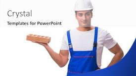  Presentation with white brick - PPT theme consisting of man-with-brick-isolated background and a white colored foreground