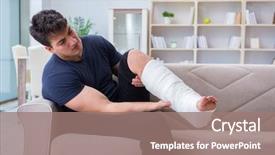 Presentation with broken leg - Presentation theme enhanced with man with broken leg recovering background and a coral colored foreground