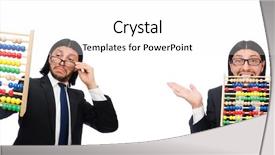  Presentation with calculator - Beautiful PPT theme featuring man with calculator and abacus backdrop and a white colored foreground