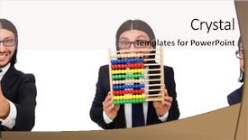  Presentation with calculator - Slide deck enhanced with man with calculator and abacus background and a lemonade colored foreground
