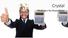  Presentation with calculator - Slides having man with calculator and abacus background and a lemonade colored foreground