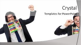  Presentation with calculator - Audience pleasing theme consisting of man with calculator and abacus backdrop and a white colored foreground