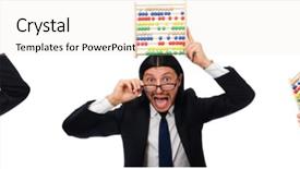  Presentation with abacus ucmas - Colorful PPT theme enhanced with man with calculator and abacus backdrop and a lemonade colored foreground