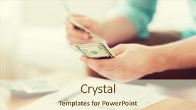  Presentation with money notes - Theme enhanced with man with calculator counting money background and a cream colored foreground