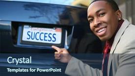  Presentation with car business - PPT theme with business man with car license background and a ocean colored foreground