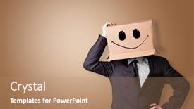  Presentation with man head in hands - Colorful presentation theme enhanced with man with cardboard box head backdrop and a coral colored foreground