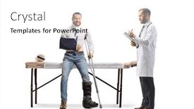  Presentation with orthopedic - Presentation design with man-with-cervical-collar-orthopedic background and a white colored foreground