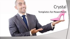  Presentation with choice - Slide set enhanced with man with choice of shoes background and a white colored foreground