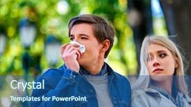  Presentation with compassion - Audience pleasing slide set consisting of man with cold rhinitis backdrop and a ocean colored foreground