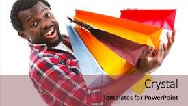  Presentation with asian american colors - Presentation consisting of man with colorful paper bag background and a violet colored foreground