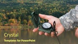  Presentation with compass - Cool new slide set with man-with-compass-in-hand backdrop and a tawny brown colored foreground