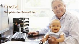  Presentation with baby - Beautiful slide deck featuring man with computer and baby backdrop and a  colored foreground