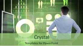  Presentation with information technology - PPT theme consisting of man with computer server background and a mint green colored foreground