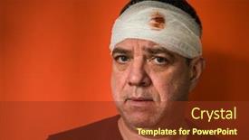  Presentation with head injury - Amazing slide deck having man-with-concussion-head-injury backdrop and a tawny brown colored foreground