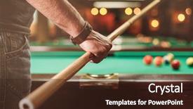  Presentation with billiard - PPT theme featuring man with cue opposite background and a wine colored foreground