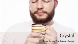  Presentation with tea cup - PPT theme enhanced with man with cup of fresh background and a lemonade colored foreground