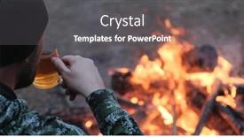  Presentation with forest fire - Presentation theme featuring man-with-cup-of-tea background and a  colored foreground