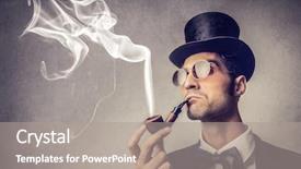  Presentation with cylinder - Amazing PPT theme having man with cylinder and pipe backdrop and a gray colored foreground