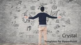  Presentation with business plan - Amazing presentation design having man with disorderly business plan on wall backdrop and a light gray colored foreground