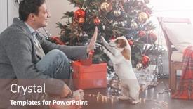  Presentation with dog christmas - Amazing PPT layouts having man-with-dog-near-christmas backdrop and a coral colored foreground