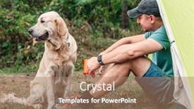  Presentation with tent - Slide set having man-with-dog-next background and a coral colored foreground