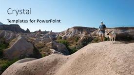  Presentation with human relationship - PPT theme consisting of man-with-dog-standing background and a light blue colored foreground