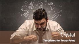  Presentation with alcohol vodka - Presentation enhanced with man with doodle alcohol bottle background and a tawny brown colored foreground