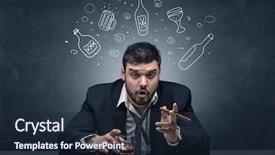  Presentation with doodle - Amazing slides having drunk down and out man with doodle alcohol bottles concept backdrop and a wine colored foreground