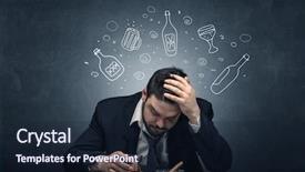  Presentation with doodle - Amazing slide deck having drunk down and out man with doodle alcohol bottles concept backdrop and a wine colored foreground