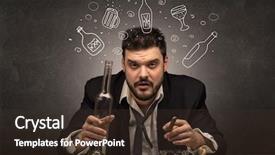  Presentation with alcohol and drug abuse - Colorful presentation theme enhanced with doodling - drunk down and out man backdrop and a tawny brown colored foreground