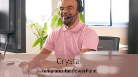  Presentation with down syndrome - PPT theme enhanced with man-with-down-syndrome-wearing and a coral colored foreground