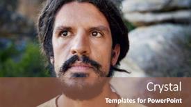  Presentation with camera - Audience pleasing presentation theme consisting of man-with-dreadlocks-looking backdrop and a tawny brown colored foreground